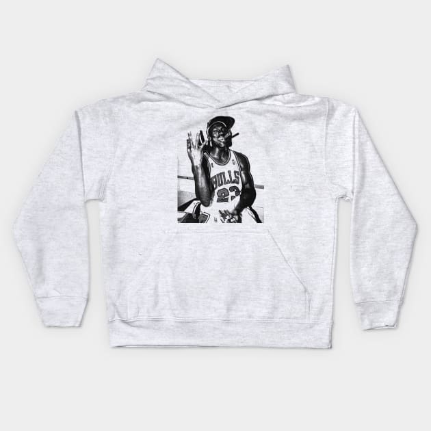 Michael Jordan drawing Kids Hoodie by SYNDICATE WORLD